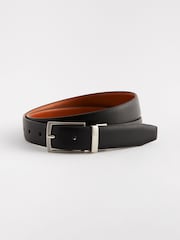 Black/Tan Faux Leather Reverisble Belt - Image 1 of 5