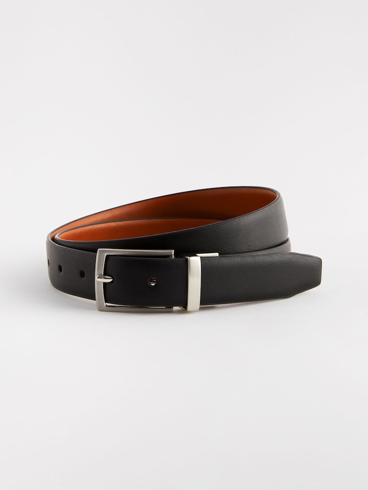 Black/Tan Faux Leather Reverisble Belt - Image 1 of 5