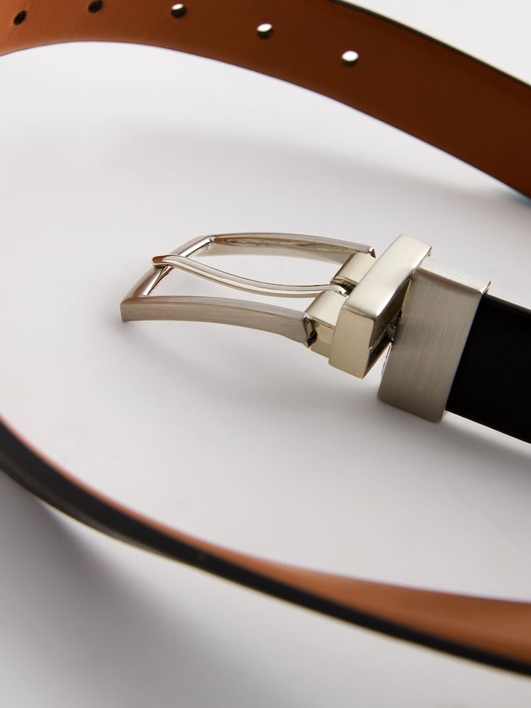 Black/Tan Faux Leather Reverisble Belt - Image 5 of 5