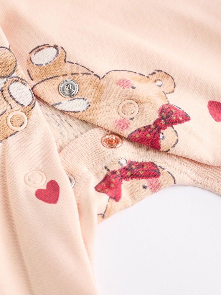 Red/Cream Baby Christmas Bear 100% Cotton Sleepsuits 3 Pack (0mths-2yrs) - Image 12 of 12