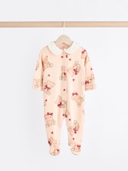 Red/Cream Baby Christmas Bear 100% Cotton Sleepsuits 3 Pack (0mths-2yrs) - Image 5 of 12