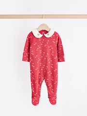 Red/Cream Baby Christmas Bear 100% Cotton Sleepsuits 3 Pack (0mths-2yrs) - Image 6 of 12