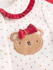 Red/Cream Baby Christmas Bear 100% Cotton Sleepsuits 3 Pack (0mths-2yrs) - Image 9 of 12