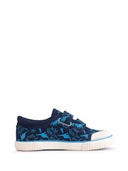 Start Rite Blue Raptor Dinosaur Washable Canvas Double Rip Tape Summer Shoes - Image 2 of 6
