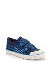 Start Rite Blue Raptor Dinosaur Washable Canvas Double Rip Tape Summer Shoes - Image 3 of 6