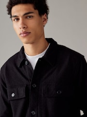 Black Textured Bouclé Shacket With Wool - Image 1 of 11