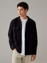 Black Textured Bouclé Shacket With Wool - Image 3 of 11
