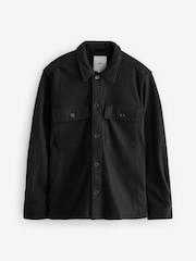 Black Textured Bouclé Shacket With Wool - Image 6 of 11