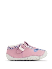 Start Rite Baby Pink Little Paws Nubuck/Leather Bunny T-Bar Shoes - Image 1 of 6