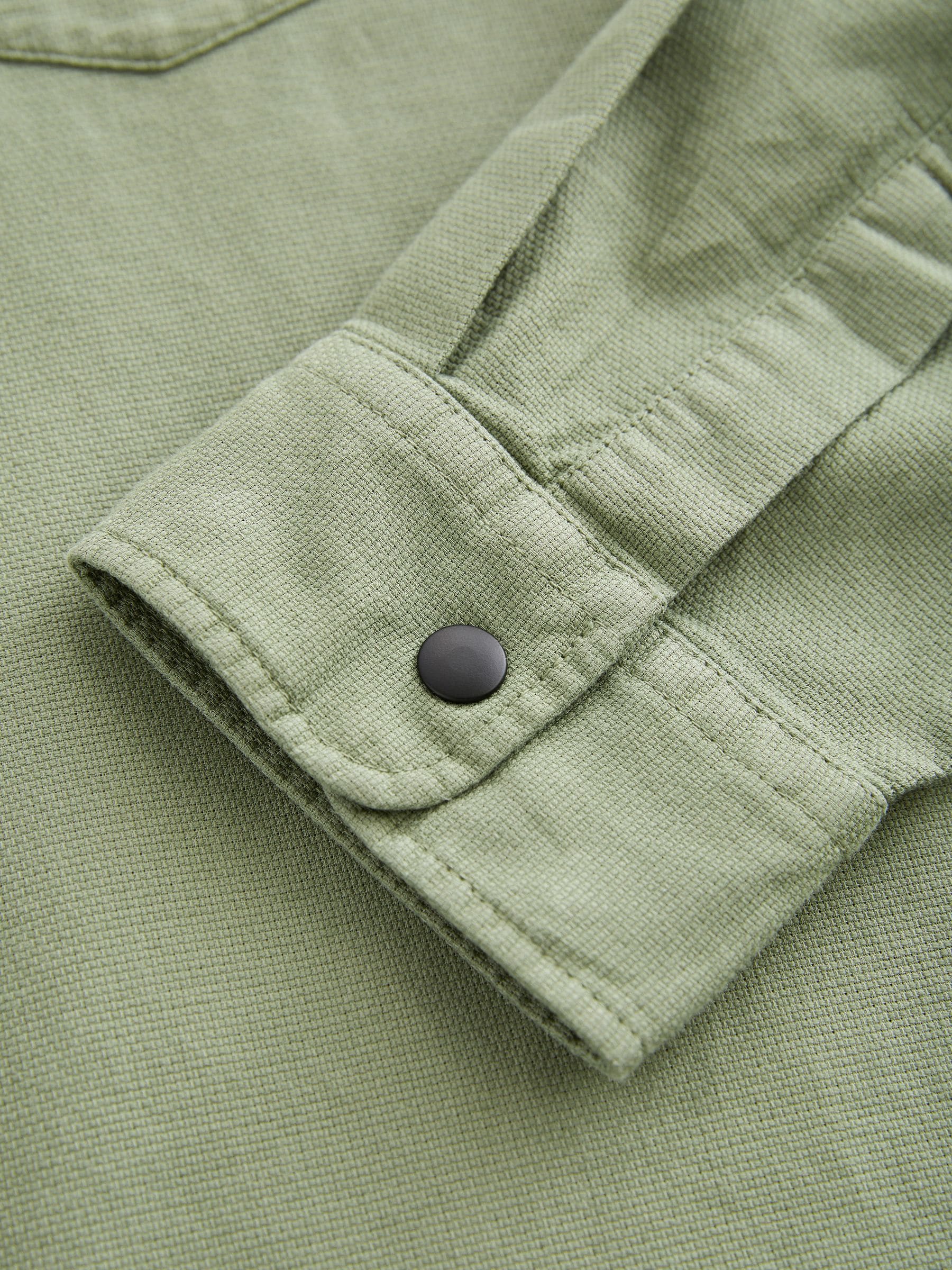 Buy Sage Green Twin Pocket Textured Western Long Sleeve 100