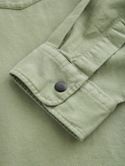 Sage Green Twin Pocket Textured Western Long Sleeve 100% Cotton Shirt - Image 11 of 11