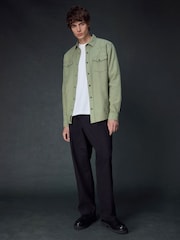 Sage Green Twin Pocket Textured Western Long Sleeve 100% Cotton Shirt - Image 2 of 11