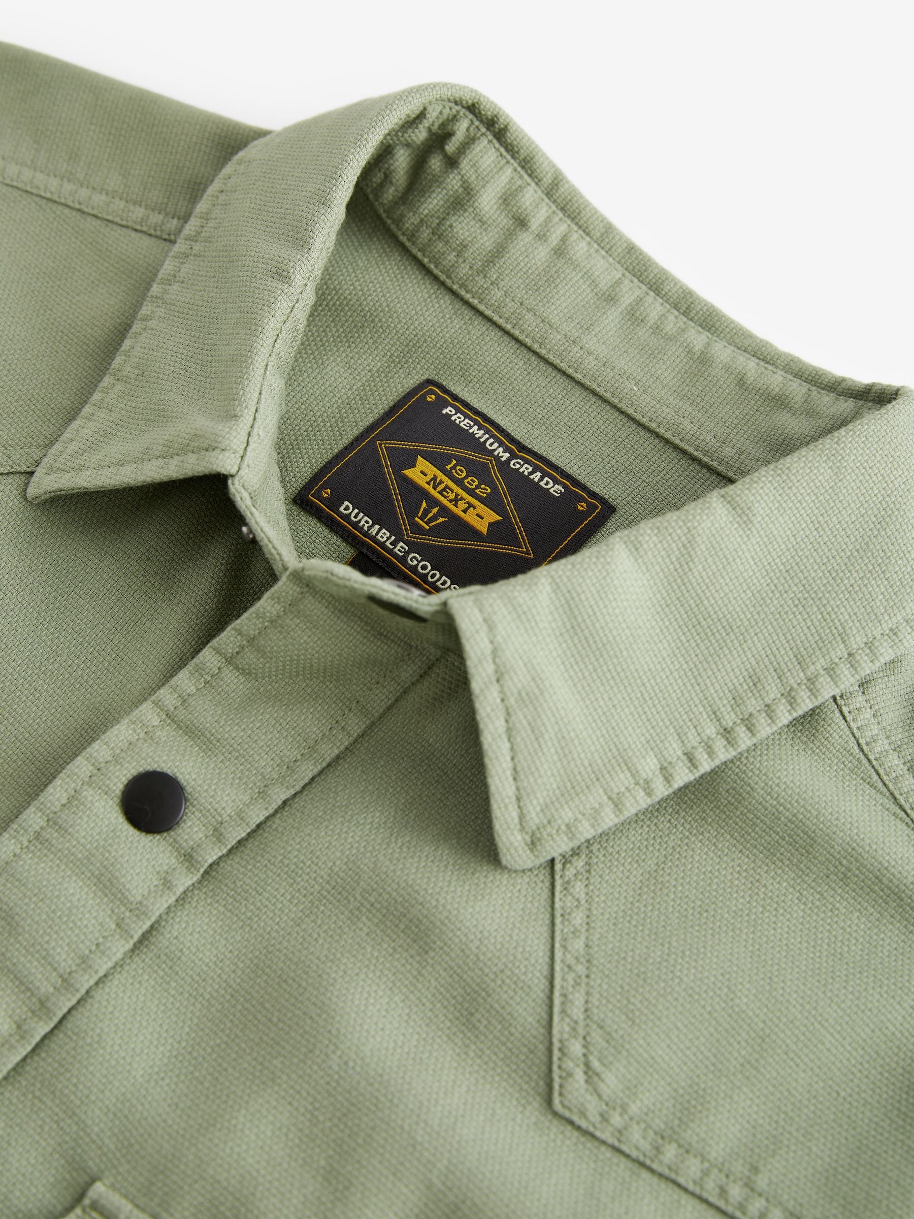 Buy Sage Green Twin Pocket Textured Western Long Sleeve 100