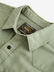 Sage Green Twin Pocket Textured Western Long Sleeve 100% Cotton Shirt - Image 9 of 11