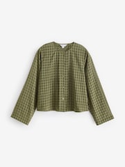 Khaki Green Check Blouse - Image 1 of 1