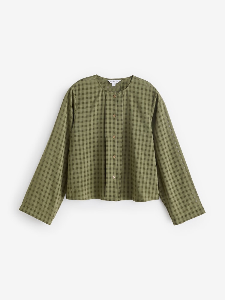 Khaki Green Check Blouse - Image 1 of 1