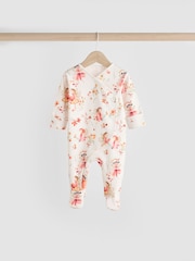 Pink/Cream 100% Cotton Wrap Baby Sleepsuit (0-2yrs) - Image 3 of 12