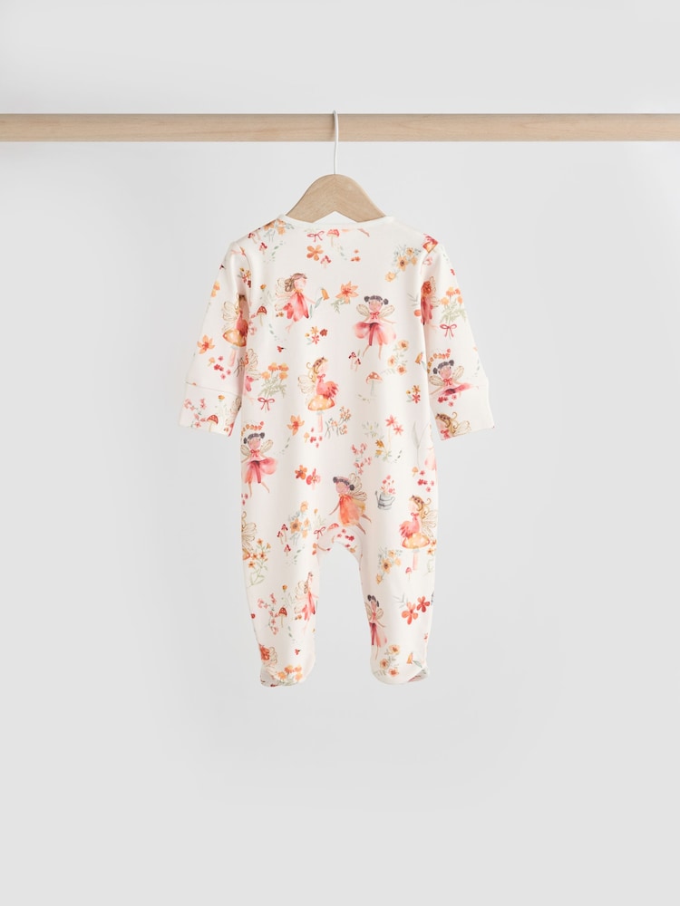Pink/Cream 100% Cotton Wrap Baby Sleepsuit (0-2yrs) - Image 4 of 12