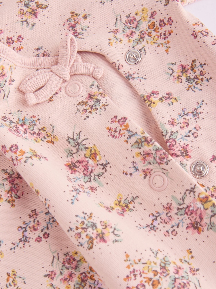 Pink/Cream 100% Cotton Wrap Baby Sleepsuit (0-2yrs) - Image 9 of 12