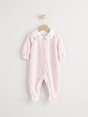 White Ditsy Velour Baby Sleepsuit (0mths-2yrs) - Image 1 of 7