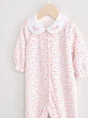 White Ditsy Velour Baby Sleepsuit (0mths-2yrs) - Image 3 of 7