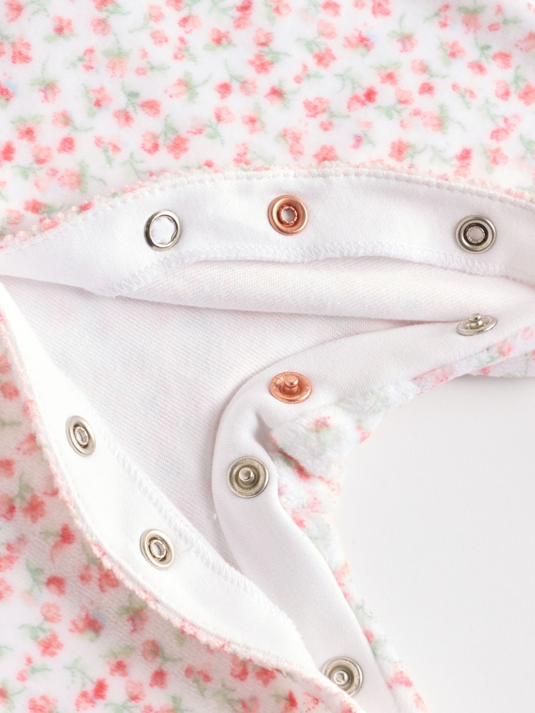White Ditsy Velour Baby Sleepsuit (0mths-2yrs) - Image 7 of 7