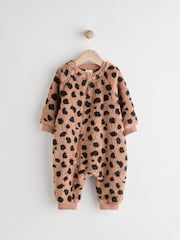Brown Heavyweight Fleece Baby Zip Sleepsuit - Image 1 of 11