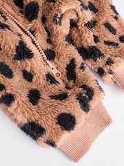Brown Heavyweight Fleece Baby Zip Sleepsuit - Image 10 of 11
