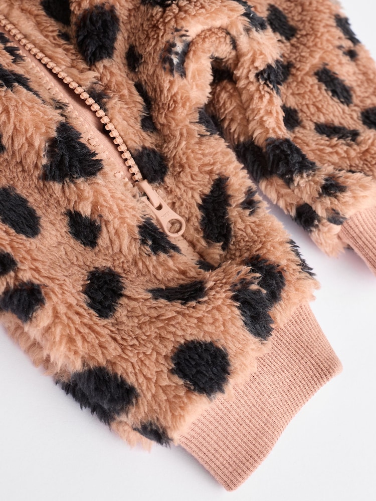 Buy Brown Heavyweight Fleece Baby Zip Sleepsuit from Next Oman