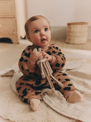 Brown Heavyweight Fleece Baby Zip Sleepsuit - Image 2 of 11