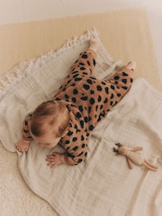 Brown Heavyweight Fleece Baby Zip Sleepsuit - Image 5 of 11