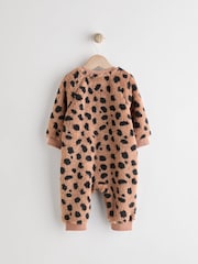 Brown Heavyweight Fleece Baby Zip Sleepsuit - Image 6 of 11