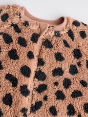 Brown Heavyweight Fleece Baby Zip Sleepsuit - Image 8 of 11