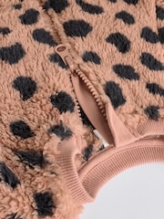 Brown Heavyweight Fleece Baby Zip Sleepsuit - Image 9 of 11