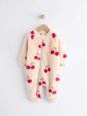 White Heavyweight Fleece Baby Zip Sleepsuit - Image 1 of 7