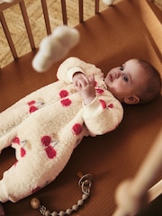 White Heavyweight Fleece Baby Zip Sleepsuit - Image 3 of 7