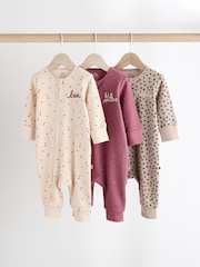 Neutral Baby Two Way Zip Footless 100% Cotton Sleepsuits 3 Pack (0mths-3yrs) - Image 1 of 14