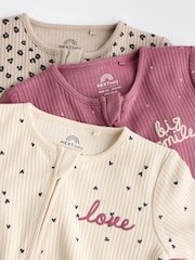 Neutral Baby Two Way Zip Footless 100% Cotton Sleepsuits 3 Pack (0mths-3yrs) - Image 10 of 14