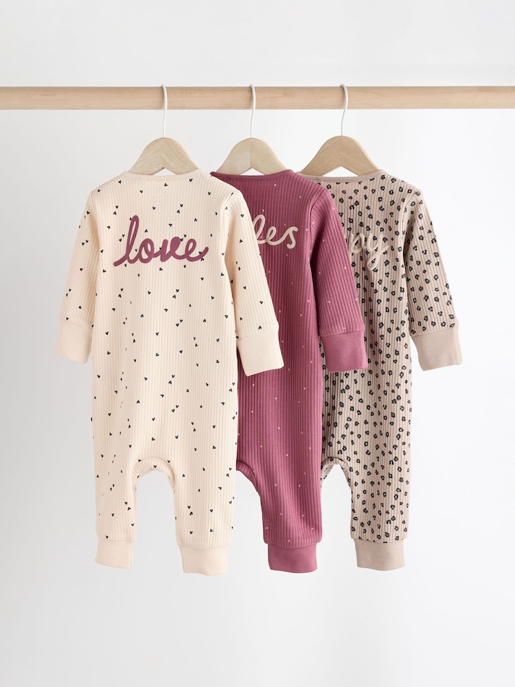 Neutral Baby Two Way Zip Footless 100% Cotton Sleepsuits 3 Pack (0mths-3yrs) - Image 2 of 14