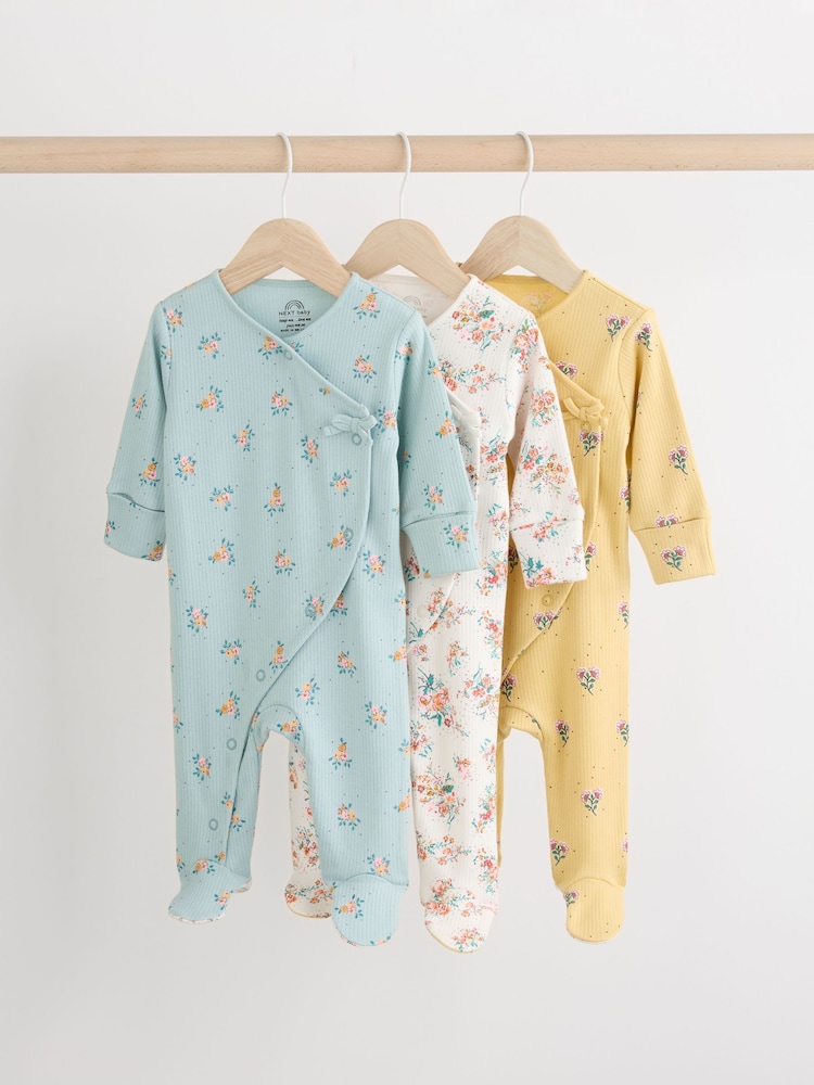 Blue/Yellow 100% Cotton Wrap Baby Sleepsuit (0-2yrs) - Image 1 of 11