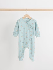 Blue/Yellow 100% Cotton Wrap Baby Sleepsuit (0-2yrs) - Image 3 of 11