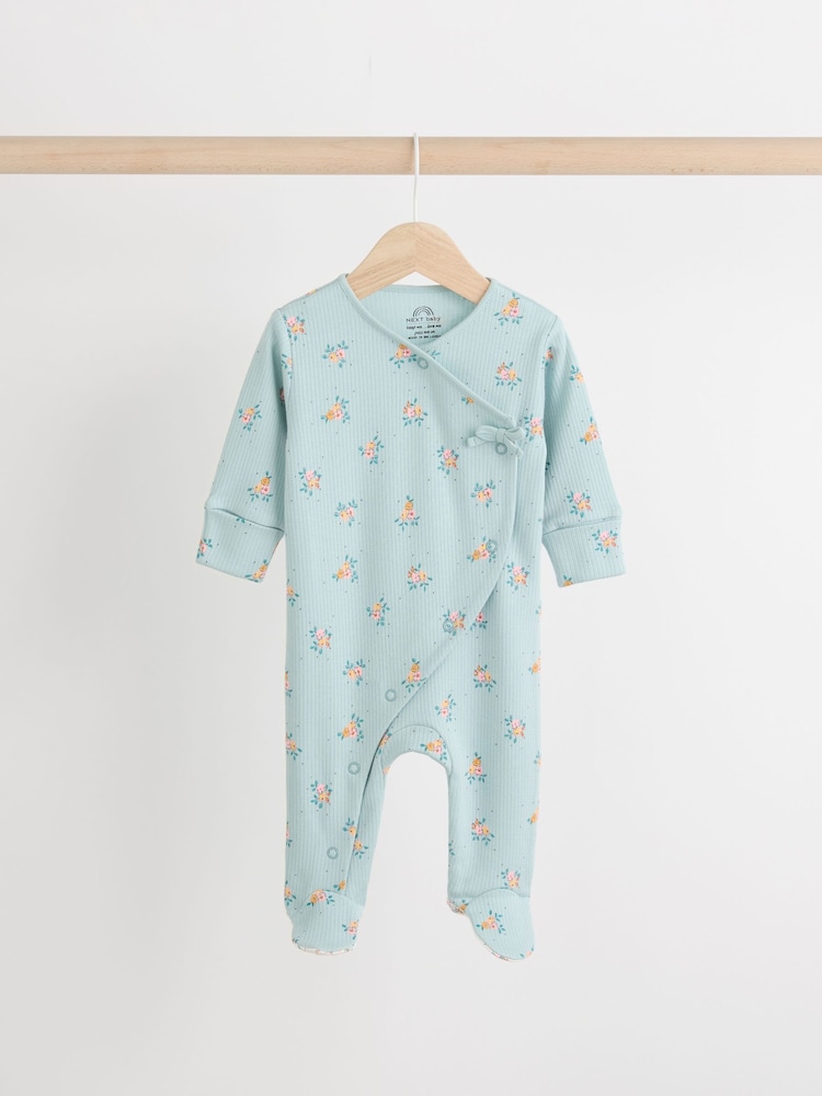 Blue/Yellow 100% Cotton Wrap Baby Sleepsuit (0-2yrs) - Image 3 of 11