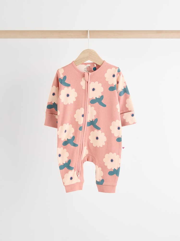 Buy Cream Two Way Zip Baby Footless 100% Cotton Sleepsuits Pack