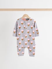 Cream Two Way Zip Baby Footless 100% Cotton Sleepsuits 3 Pack (0mths-3yrs) - Image 6 of 11