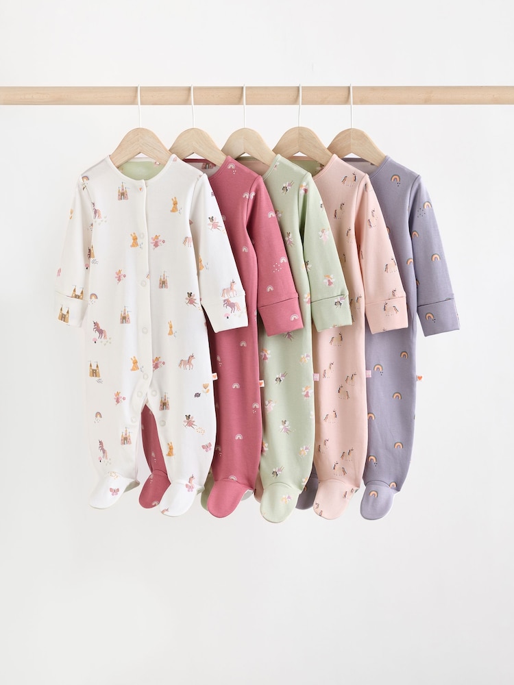 Pastell/Motiv - Baby Footed 100% Cotton Sleepsuits 5 Pack (0-2yrs) - Bild 1 von 15 Pastell/Motiv - Baby Footed 100% Cotton Sleepsuits 5 Pack (0-2yrs) - Bild 1 von 15