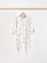 Pastel Character 5 Pack Baby Footed 100% Cotton Sleepsuits 5 Pack (0-2yrs) - Image 3 of 15