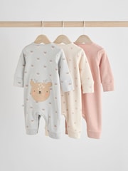 Grey/Pink Baby 100% Cotton Footless Sleepsuits 3 Pack (0mths-3yrs) - Image 2 of 12