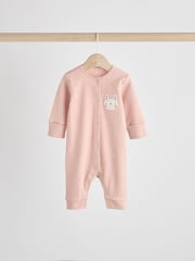Grey/Pink Baby 100% Cotton Footless Sleepsuits 3 Pack (0mths-3yrs) - Image 5 of 12