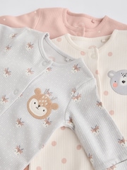 Grey/Pink Baby 100% Cotton Footless Sleepsuits 3 Pack (0mths-3yrs) - Image 8 of 12