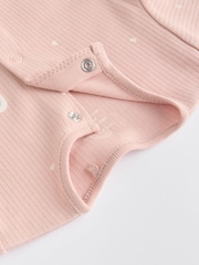 Grey/Pink Baby 100% Cotton Footless Sleepsuits 3 Pack (0mths-3yrs) - Image 9 of 12
